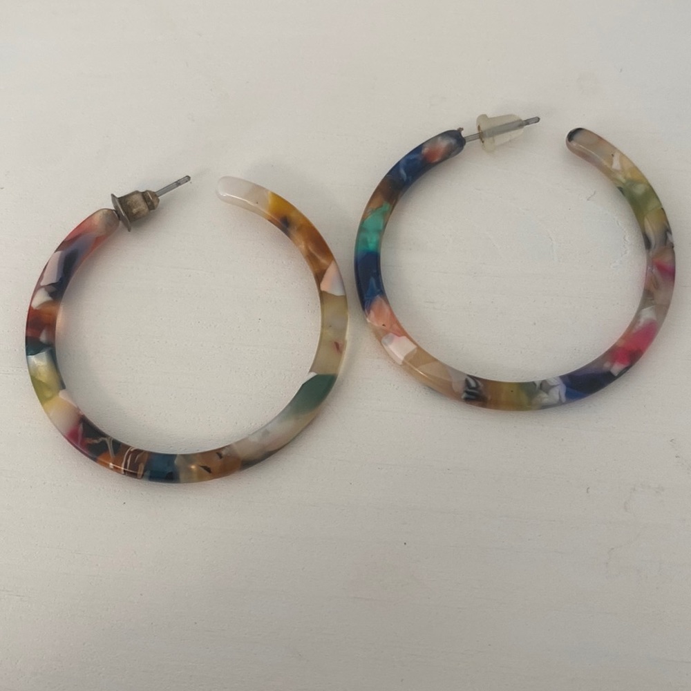 Tortoise Shell Hooped Earrings